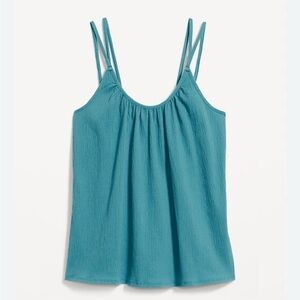 NEW ON Strappy Tie-Back Tank Top Teal S boho festival